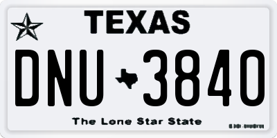 TX license plate DNU3840