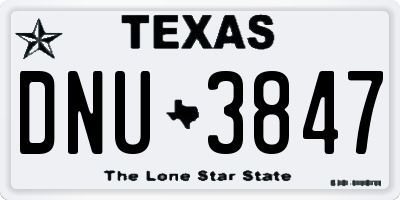 TX license plate DNU3847