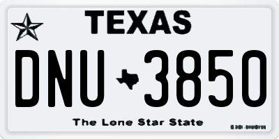 TX license plate DNU3850