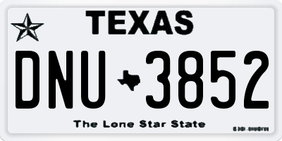 TX license plate DNU3852