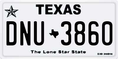 TX license plate DNU3860