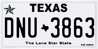 TX license plate DNU3863