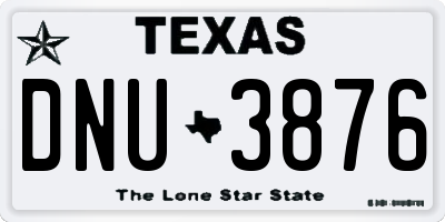 TX license plate DNU3876
