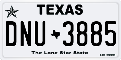 TX license plate DNU3885