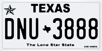 TX license plate DNU3888