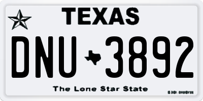 TX license plate DNU3892
