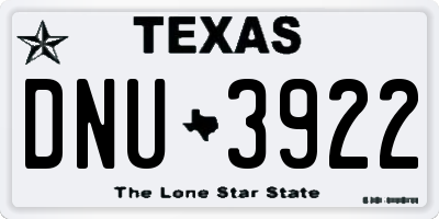 TX license plate DNU3922