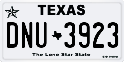 TX license plate DNU3923