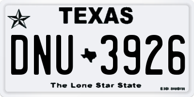 TX license plate DNU3926