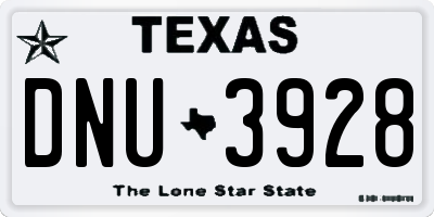 TX license plate DNU3928