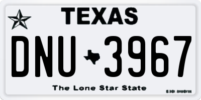 TX license plate DNU3967