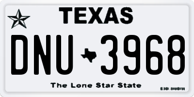 TX license plate DNU3968