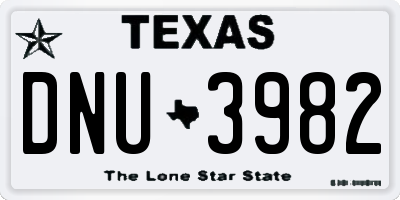 TX license plate DNU3982