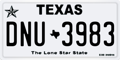 TX license plate DNU3983