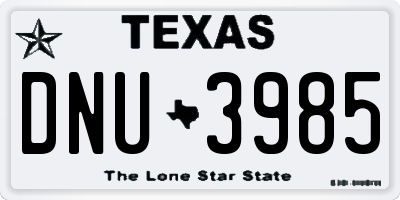 TX license plate DNU3985