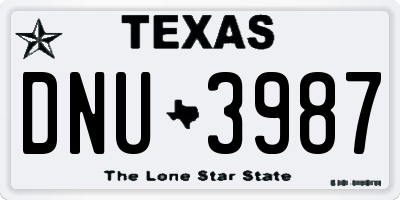 TX license plate DNU3987