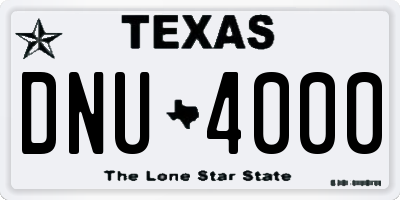 TX license plate DNU4000