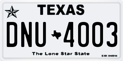 TX license plate DNU4003