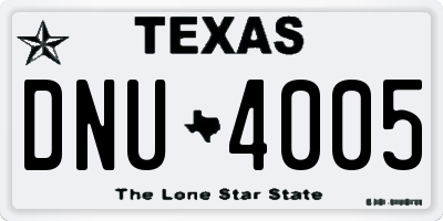 TX license plate DNU4005