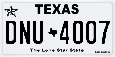 TX license plate DNU4007