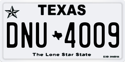 TX license plate DNU4009