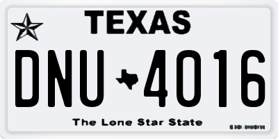 TX license plate DNU4016