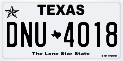 TX license plate DNU4018