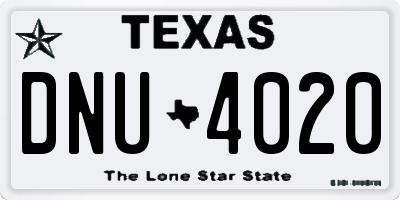 TX license plate DNU4020