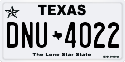 TX license plate DNU4022
