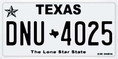 TX license plate DNU4025