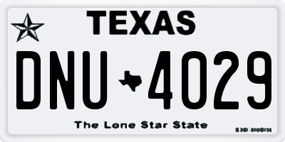TX license plate DNU4029