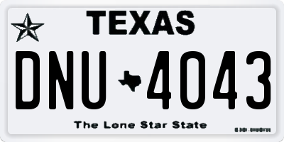 TX license plate DNU4043