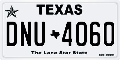 TX license plate DNU4060