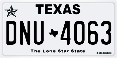 TX license plate DNU4063