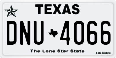 TX license plate DNU4066