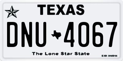 TX license plate DNU4067