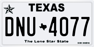 TX license plate DNU4077
