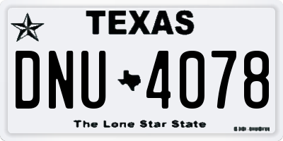 TX license plate DNU4078