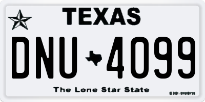 TX license plate DNU4099