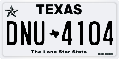 TX license plate DNU4104