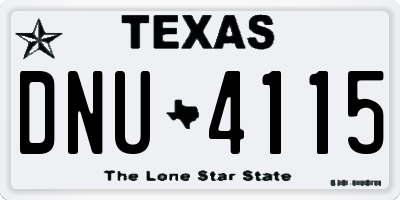TX license plate DNU4115