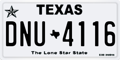 TX license plate DNU4116