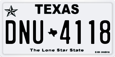 TX license plate DNU4118