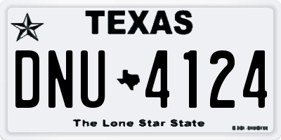 TX license plate DNU4124