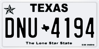 TX license plate DNU4194
