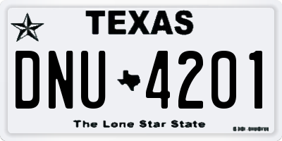TX license plate DNU4201