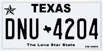 TX license plate DNU4204