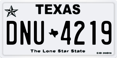 TX license plate DNU4219