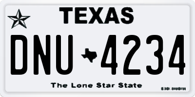 TX license plate DNU4234