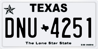 TX license plate DNU4251